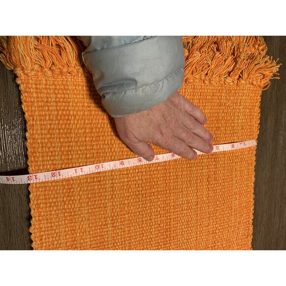 Vintage 100% COTTON WOVEN ORANGE FRINGE PLACEMAT Set of 6 NWT KAY DEE DESIGNS - Picture 8 of 10